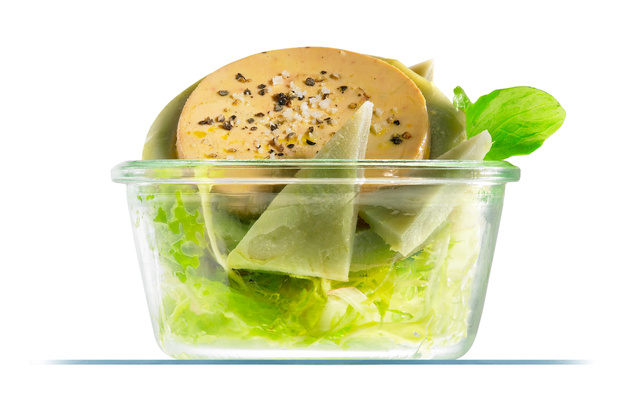 Verrine de foie gras et artichaut en salade