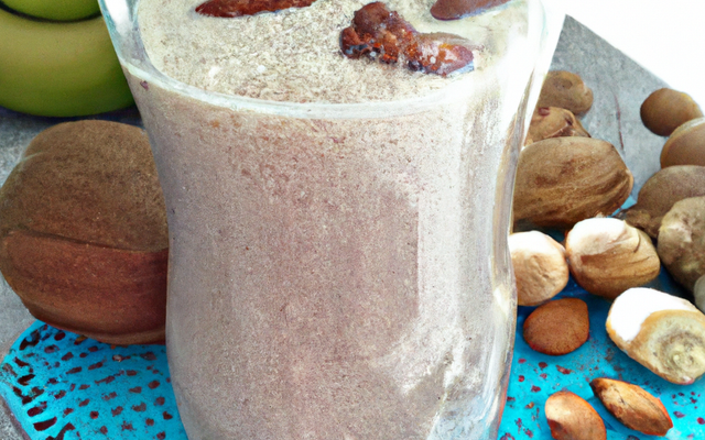 Recette de smoothie sans sucre au lait : noix de coco, amandes, dattes, banane
