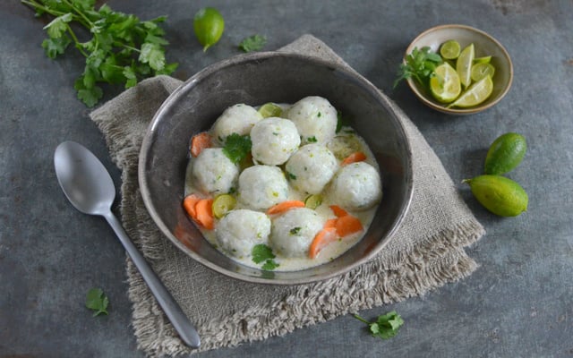 Boulettes de cabillaud au lait de coco et citron vert