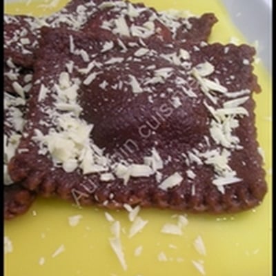 Raviolis au chocolat fourrés à la mandarine et au Grand Marnier