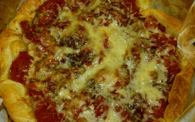 Tarte tomate, poulet et moutarde