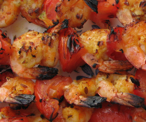 Brochettes de crevettes bouquet au curry