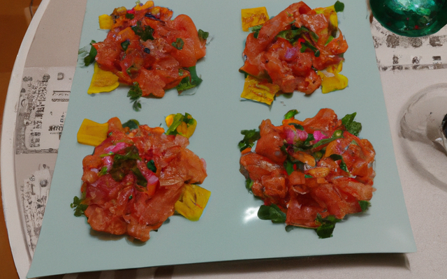 Tartare de saumon au vinaigre de mangue et ses tomates séchées
