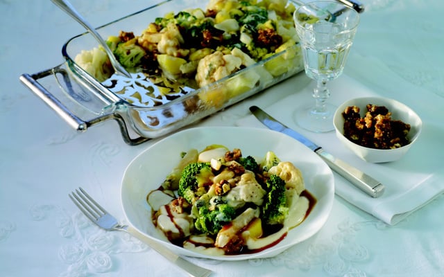 Gratin festif aux choux avec Kikkoman Sauce Soja