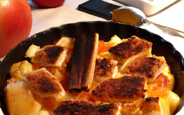 Pommes flambées au Calvados et son crumble de pain d'épice