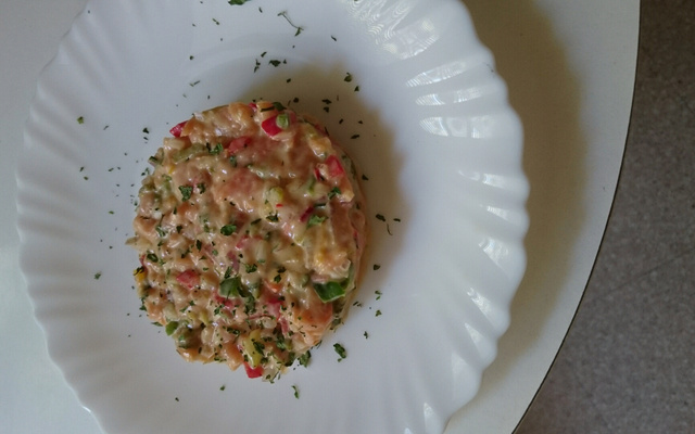 Tartare de saumon et crevettes au citron vert