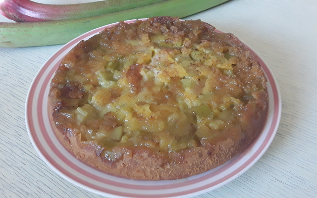 Gâteau rhubarbe façon tatin