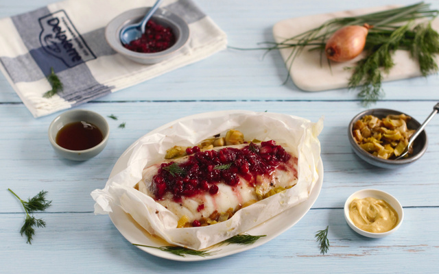 Papillotes de cabillaud aux airelles