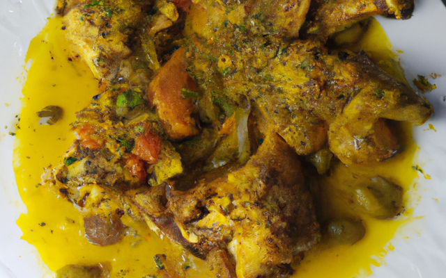 Chapon en 3 cuissons : en ragoût au céleri rave, sauté au curry et à la rôtissoire