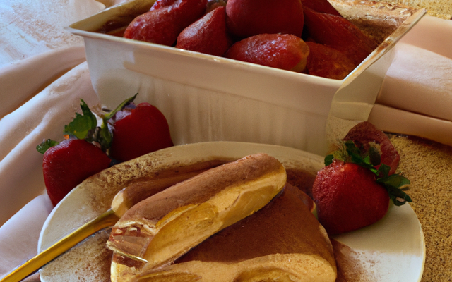Tiramisu aux fraises parfumé au rhum