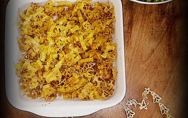 Gratin de pâtes de Noël au foie gras