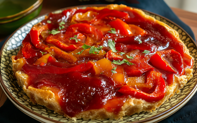 Tarte tatin aux poivrons, au jambon et au chèvre facile