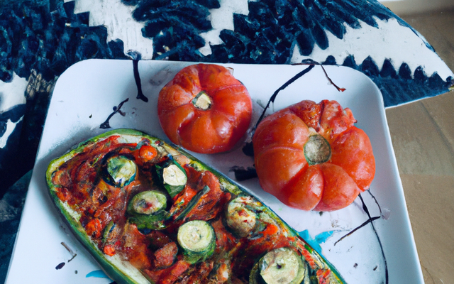 Tartine de courgettes et son granité de tomates