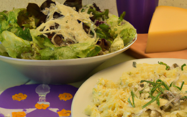 Kase-spatzles accompagnés du salade verte