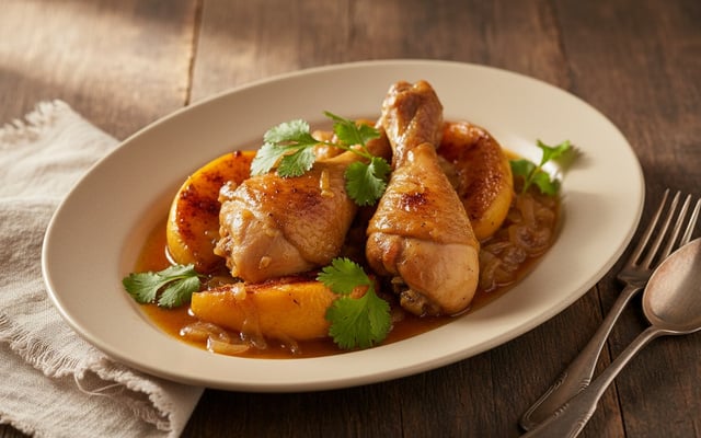 Tajine de poulet au coing et au miel
