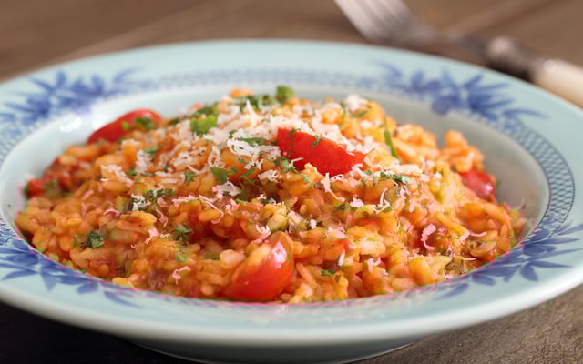 Risotto tomate-lardons