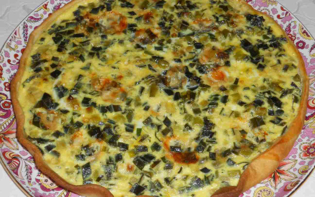 Tarte croustillante tout Roquefortaux poireaux sauvages