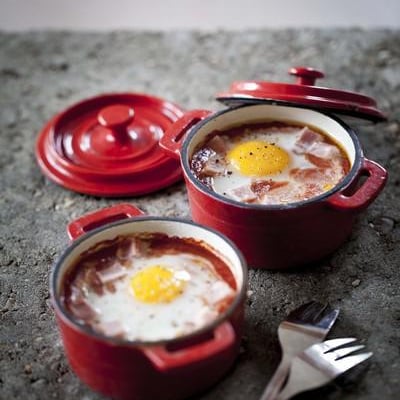 Œufs cocotte Tomacouli et jambon