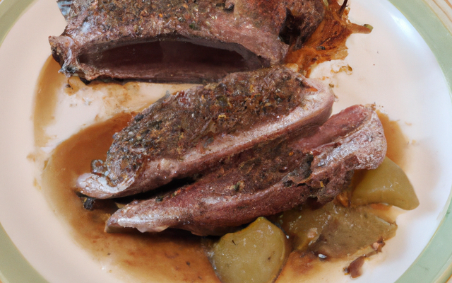 Canard farci au poivre vert