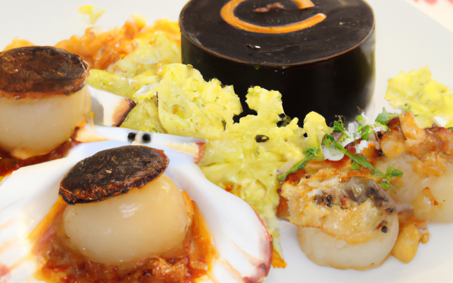 Coquille saint-jacques et boudin noir de mortagne, chutney au cidre