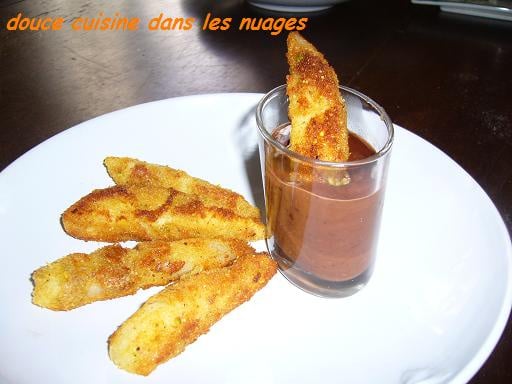 Frites de poire sauce chocolat