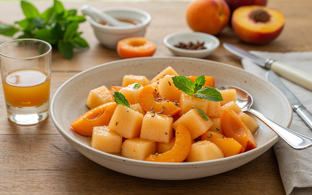 Salade de melon, de pêche et d'abricot