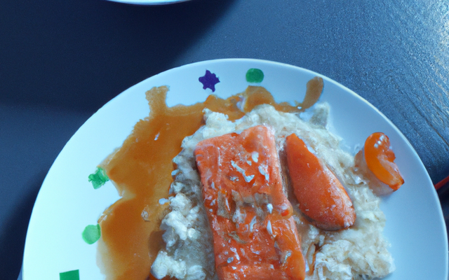 Riz accompagné de dès de saumon caramélisés