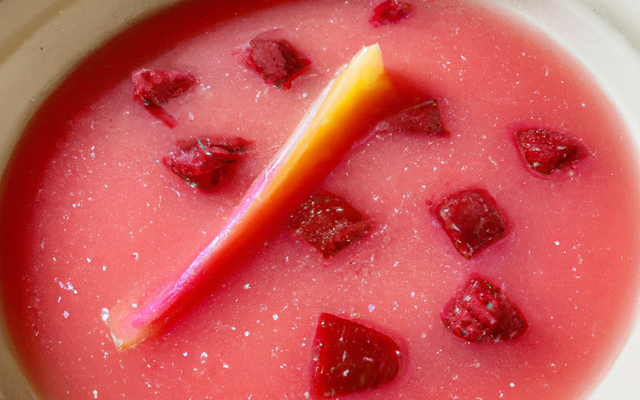 Soupe de framboises à la rhubarbe