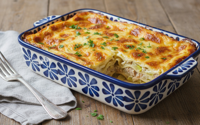 Lasagnes aux poireaux et thon