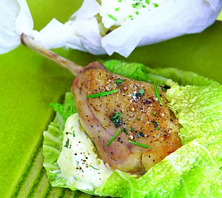 Papillotes de chou au lapin et pommes