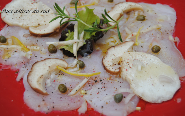 Carpaccio de lotte aux cèpes