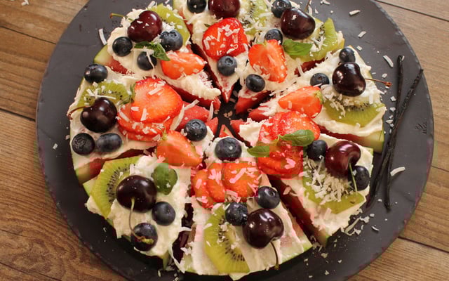 Pizza pastèque aux fruits