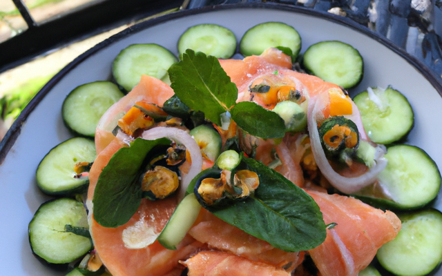 Saumon mariné et concombre fraicheur à la façon thai