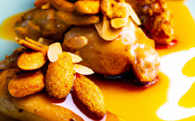 Chapon au miel et amandes torréfiées