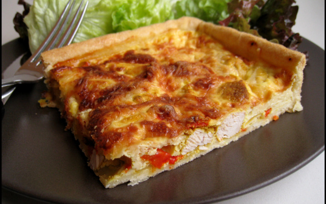 Quiche poulet et poivrons, saveur colombo