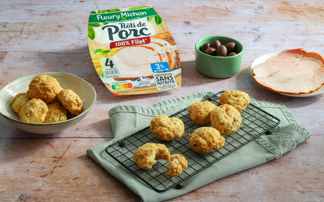 Sablés apéritifs au comté et rôti de porc