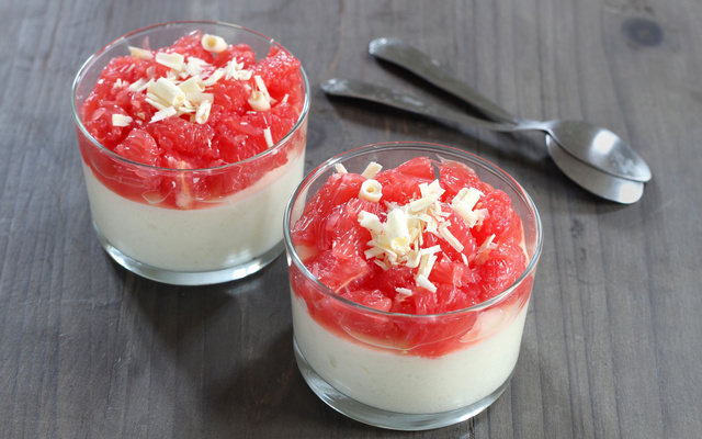 Mousse au chocolat blanc et pamplemousse
