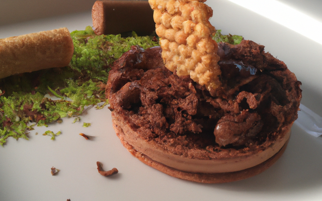 Sablé au chocolat, crème parfumée au Pineau des Charentes et Griottines de Fougerolles