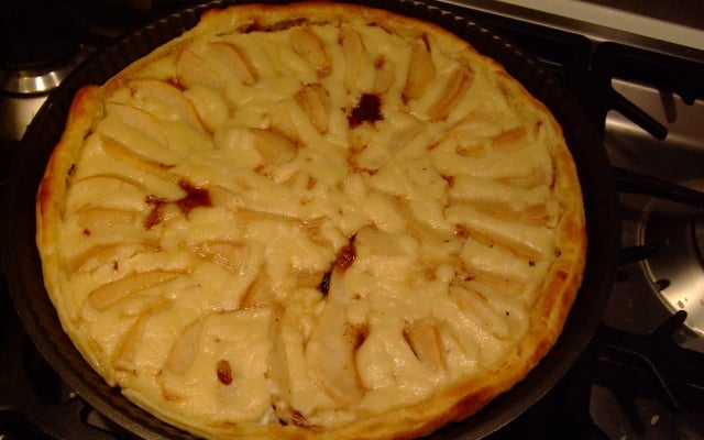 Tarte gourmande poire-choco-amande sans œuf