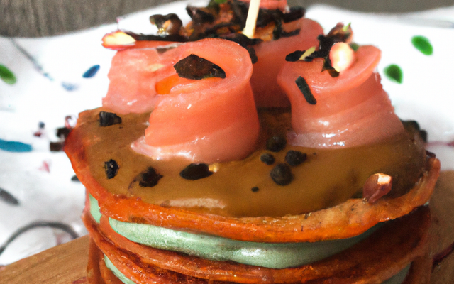 Blinis de saumon sauce chocolat et gingembre