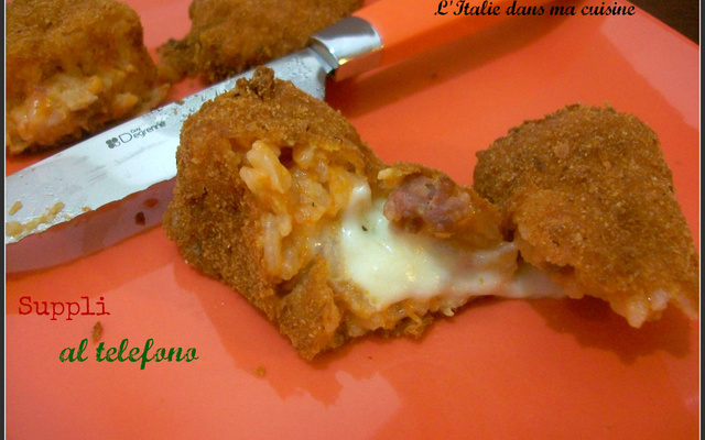 Supplì al telefono: croquettes de riz et mozzarella