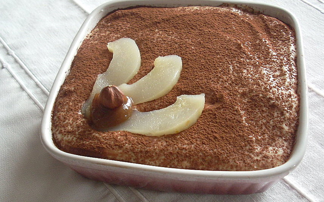Tiramisu aux poires et à la crème de marrons