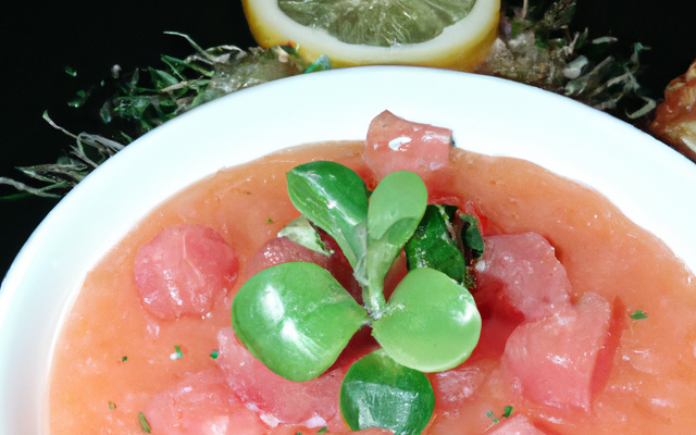 Tartare de saumon maison et son émulsion de soupe fine au champagne