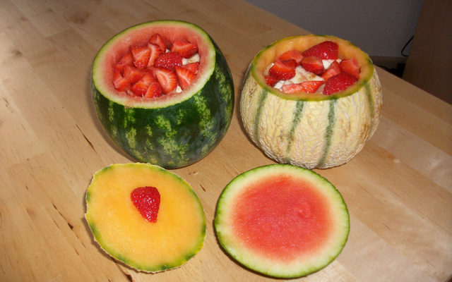 Duo de billes de melon et pastèque