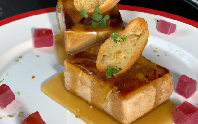 Croustillant de foie gras au pain d'épice et compotée de pomme caramélise