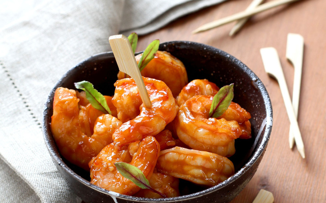 Crevettes laquées au miel et Worcestershire sauce