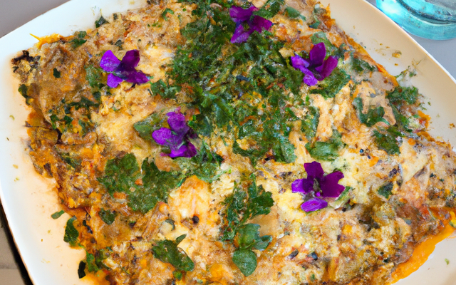 Pasticcio au caviar aubergine, crabe gingembre coriandre