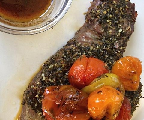 Agneau presto au four et dés d'agneau presto et sa purée de blettes au parmesan