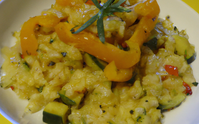 Risotto aux poivrons jaunes et courgettes