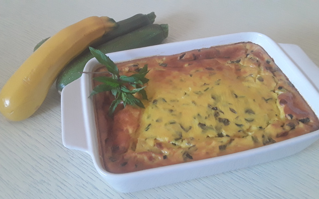 Clafoutis courgettes fromage de chèvre et menthe